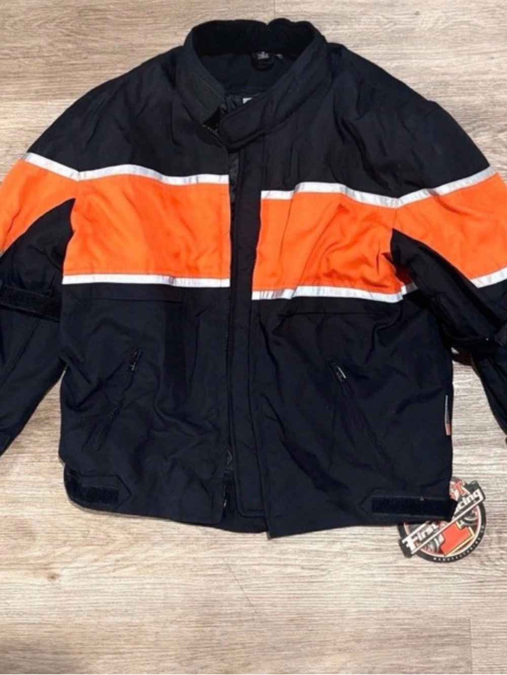 First Racing Motorcycle Jacket Men Small Thinsulate Long Sleeve Black Orange